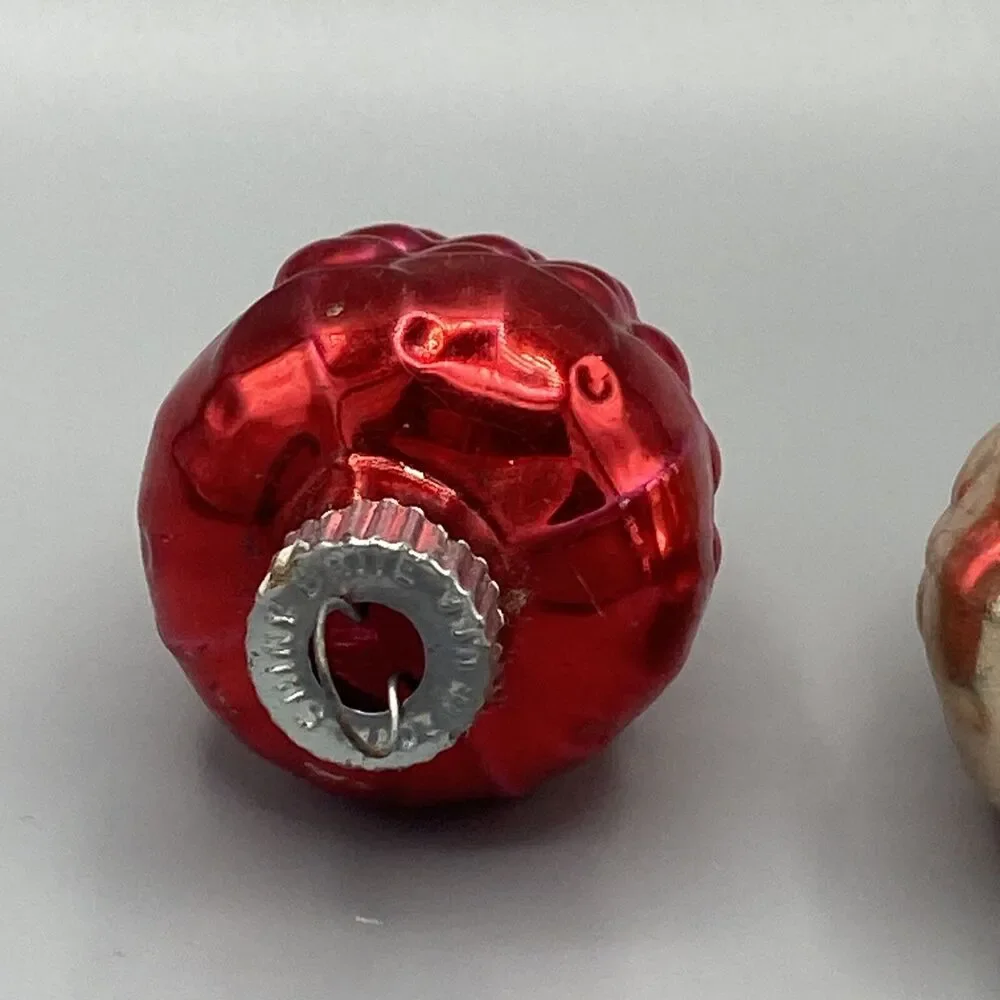 2 Vintage Shiny Brite Grapes Christmas Ornaments Pink And Red Holiday Tree